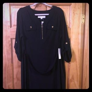 Navy fit and flare dress